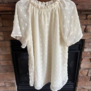 Chic Cream Blouse with Textured Design